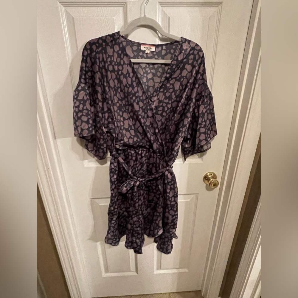 Andree- Purple Animal Print Dress- Size Large